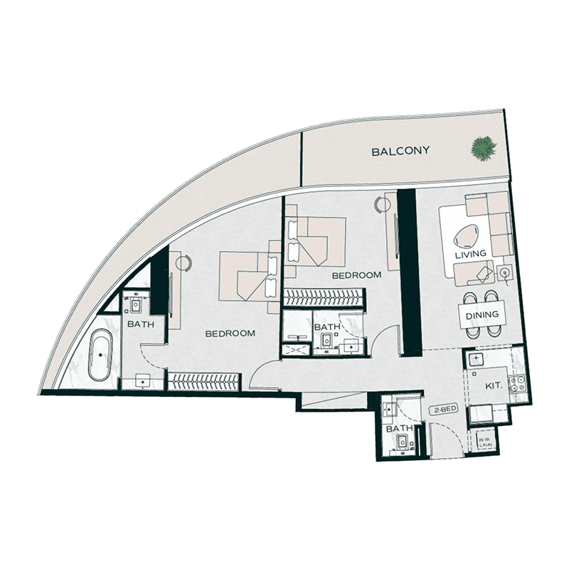 2 Bedrooms floor plan