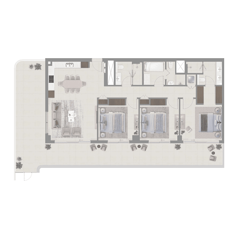 3 Bedrooms floor plan
