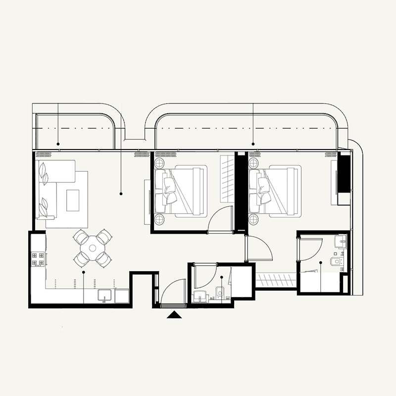 2 Bedrooms floor plan