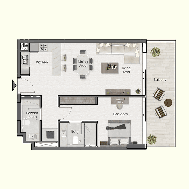1 Bedroom floor plan