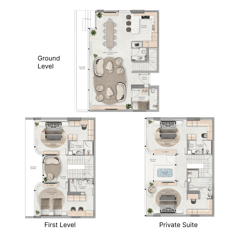 4 Bedrooms floor plan