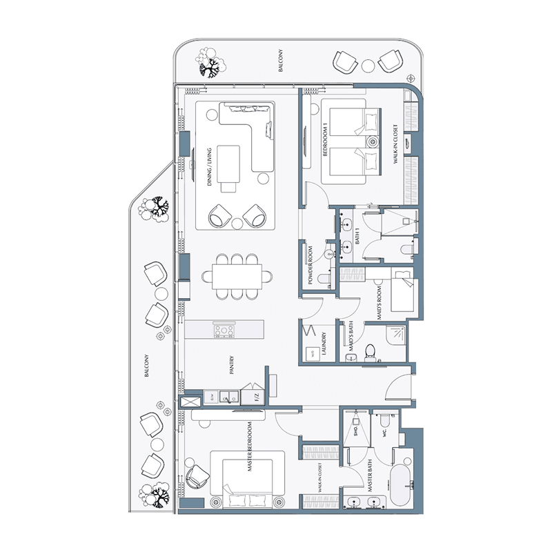 5 Bedrooms floor plan