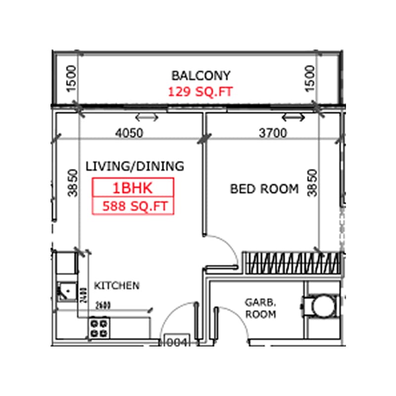 1 Bedroom floor plan