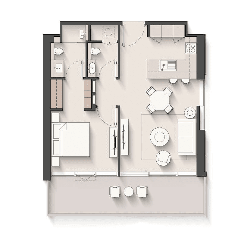 1 Bedroom floor plan