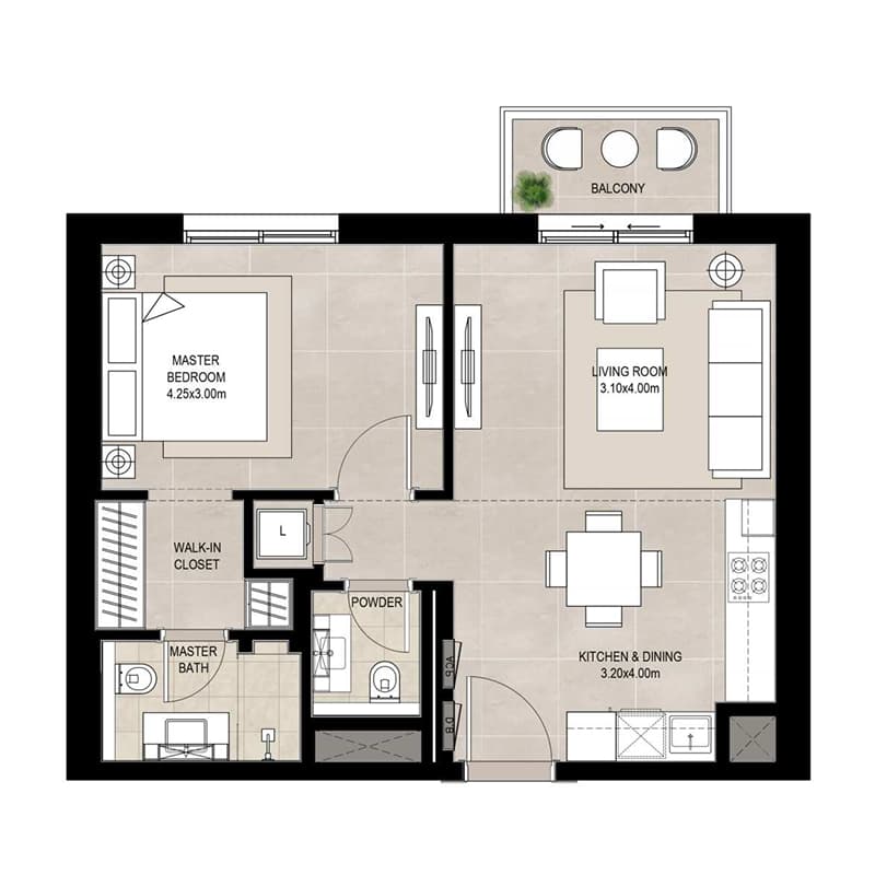 1 Bedroom floor plan