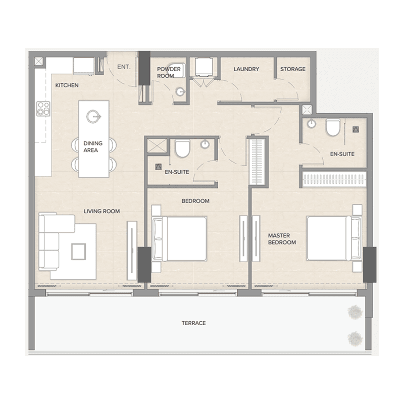 2 Bedrooms floor plan
