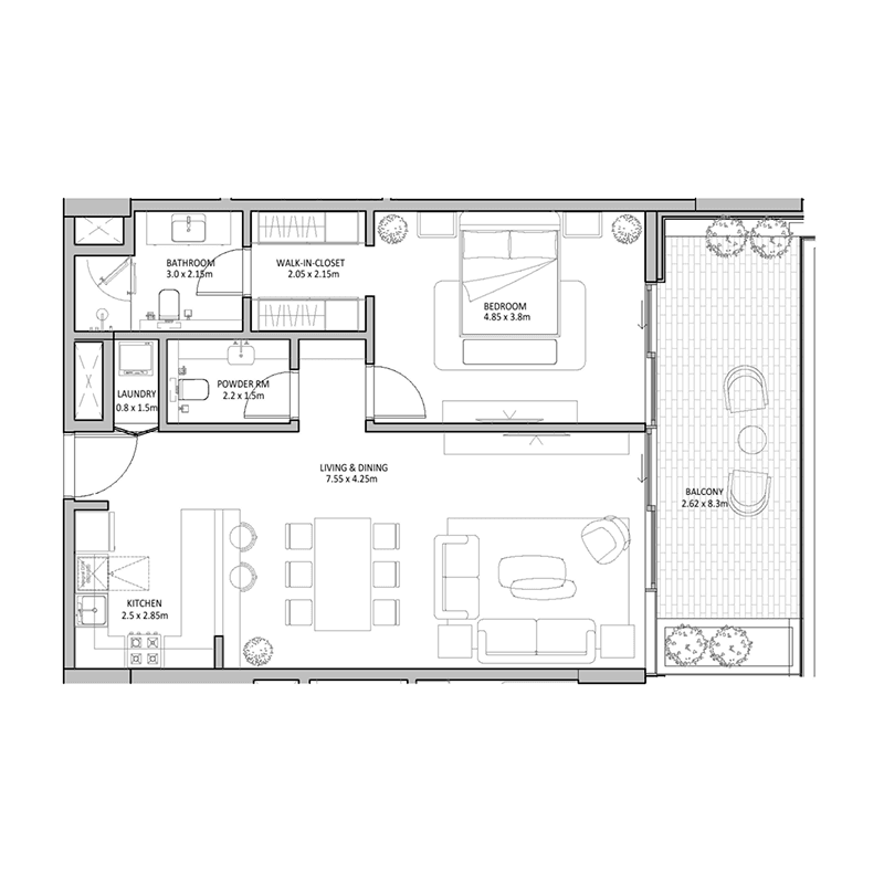 1 Bedroom floor plan