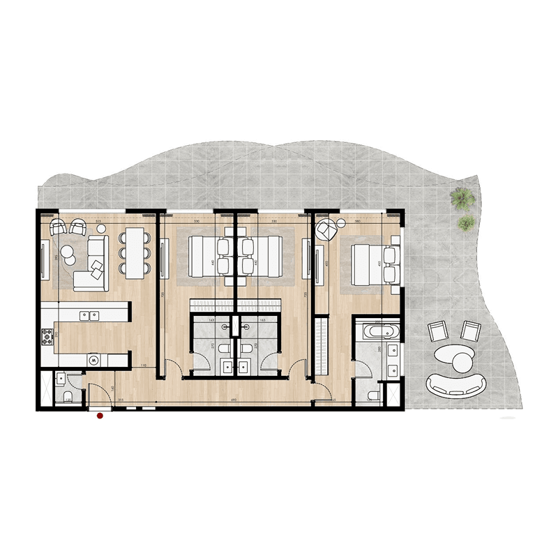 3 Bedrooms floor plan