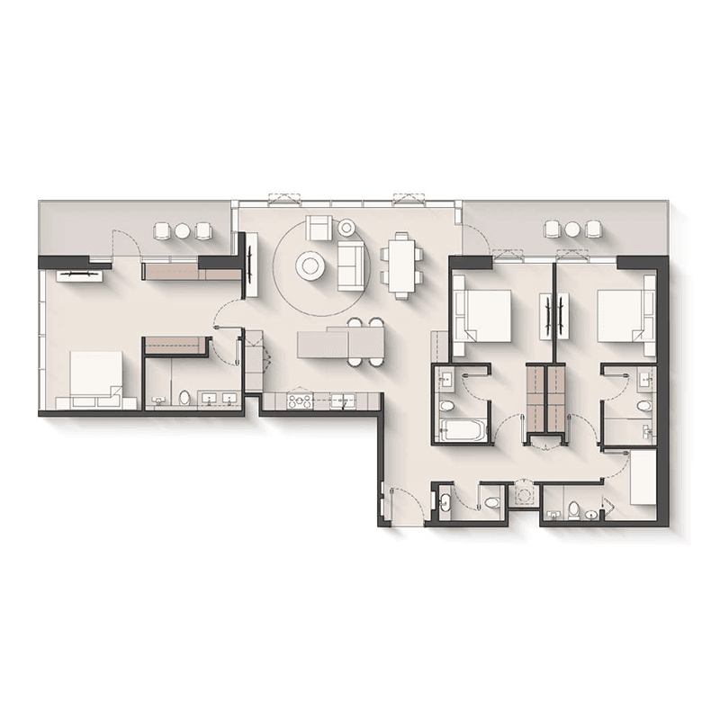 3 Bedrooms floor plan