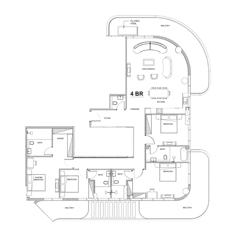 4 Bedrooms floor plan