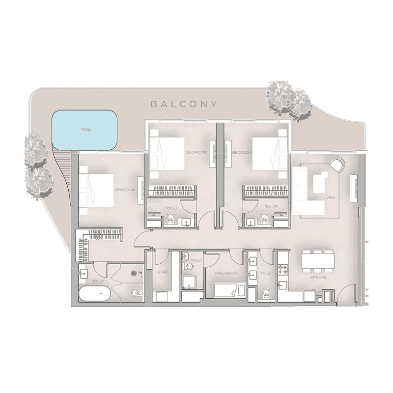 3 Bedrooms floor plan