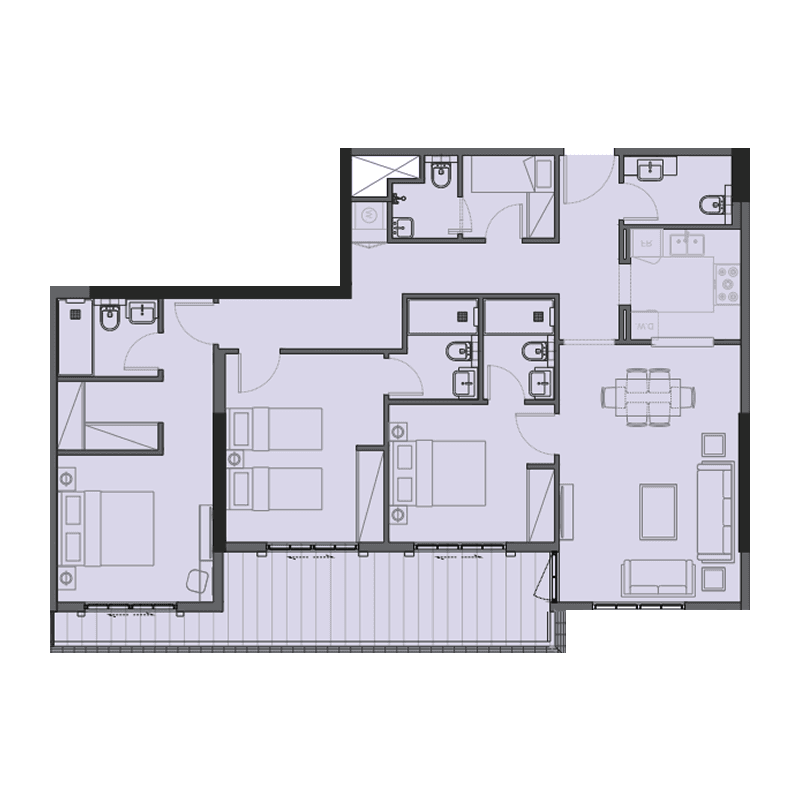 3 Bedrooms floor plan
