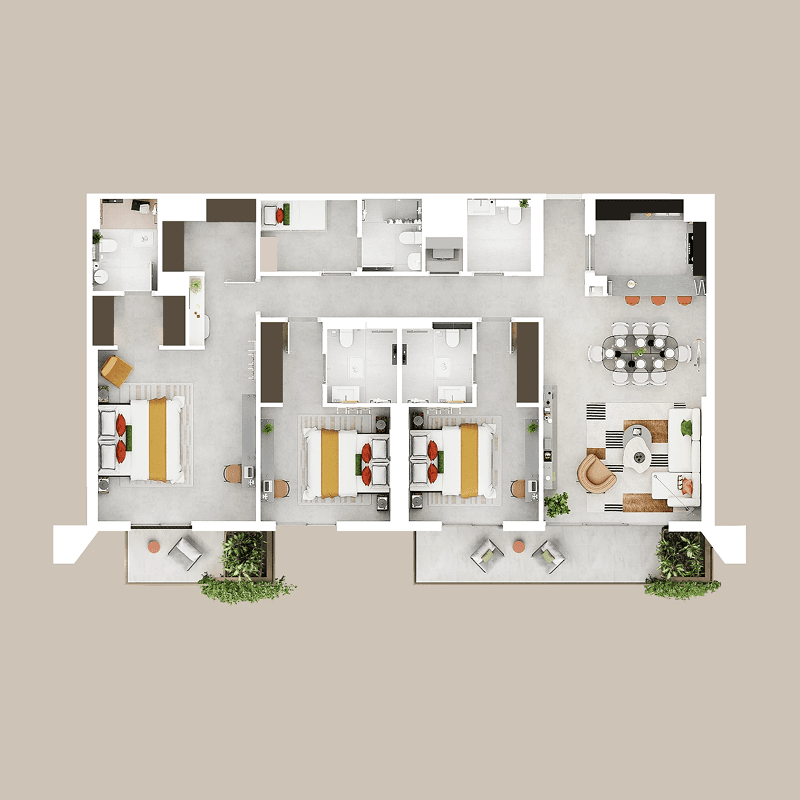 3 Bedrooms floor plan
