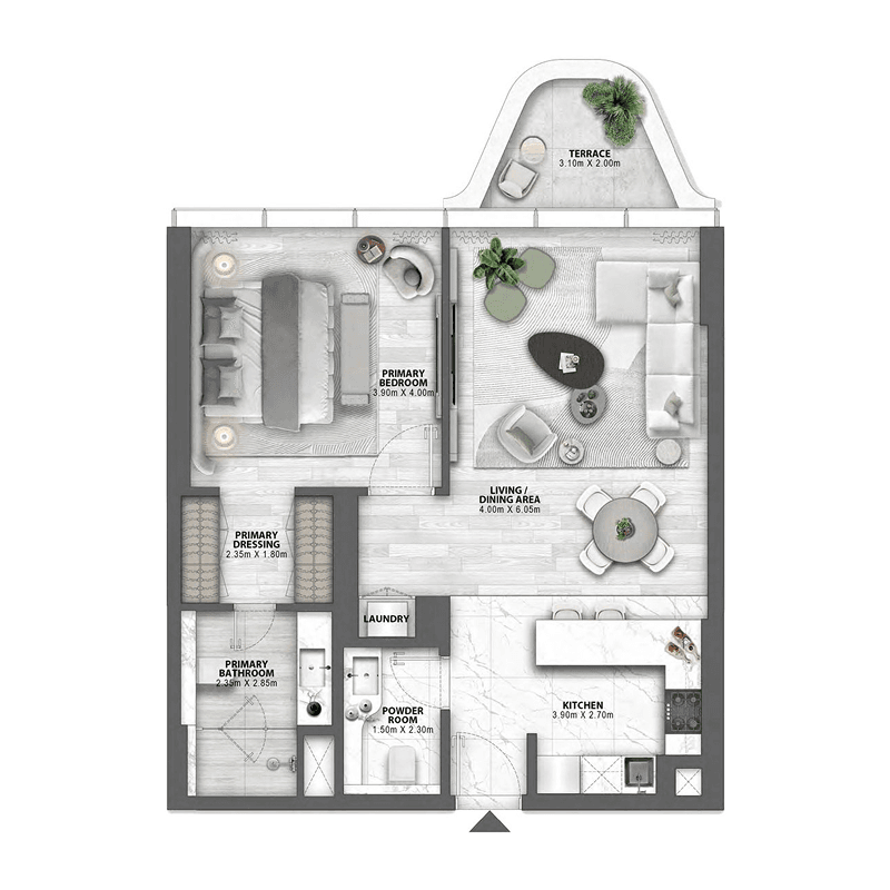 1 Bedroom floor plan