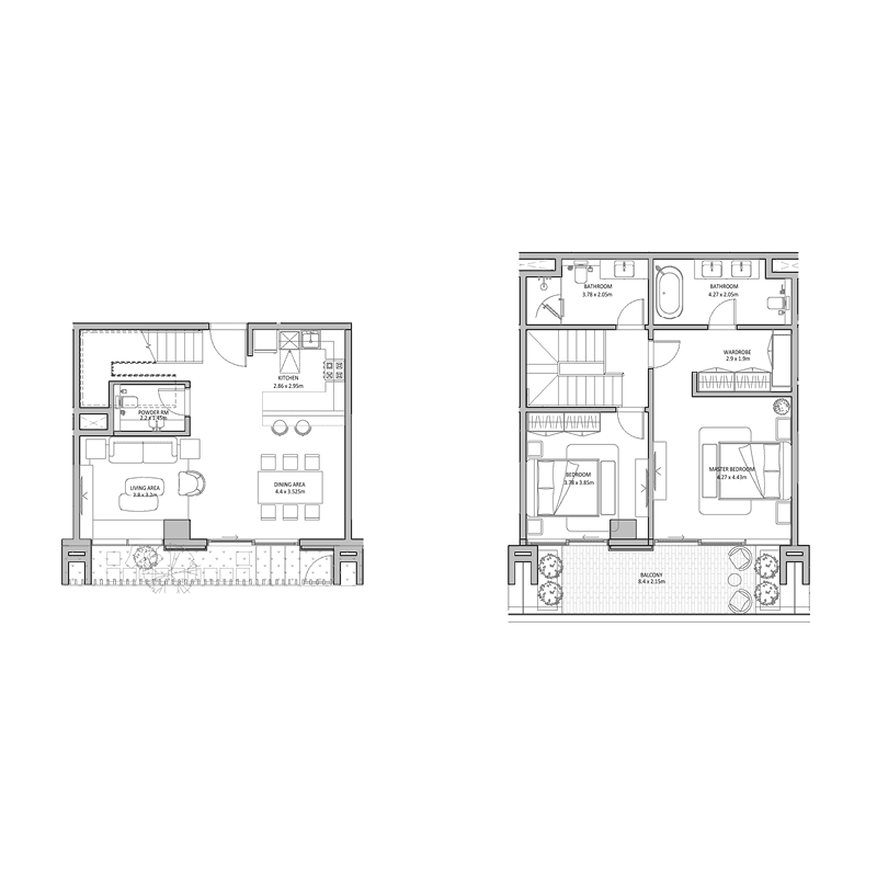2 Bedrooms floor plan