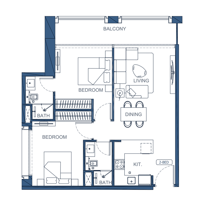 2 Bedrooms floor plan