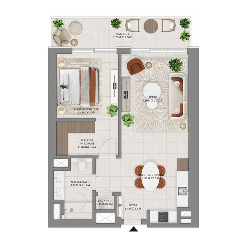 1 Bedroom floor plan