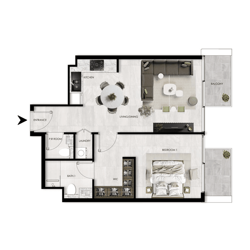 1 Bedroom floor plan