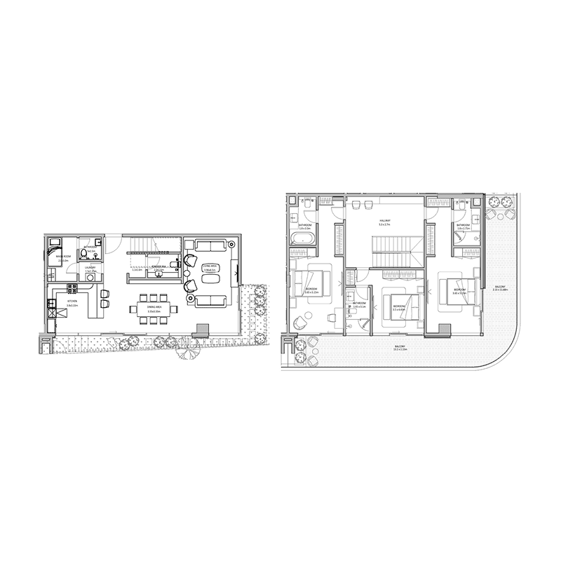 3 Bedrooms floor plan