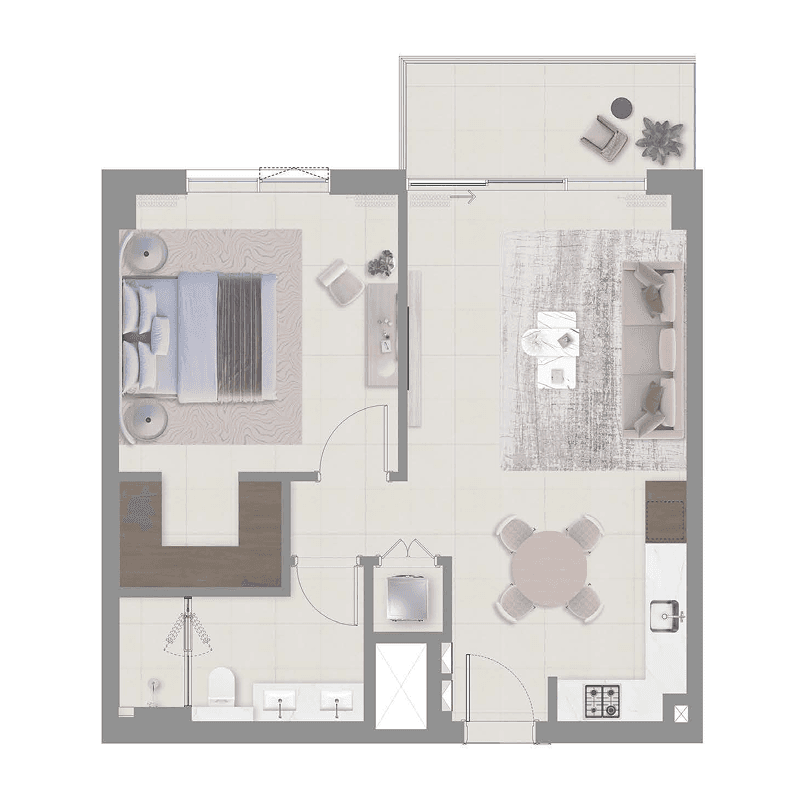 1 Bedroom floor plan