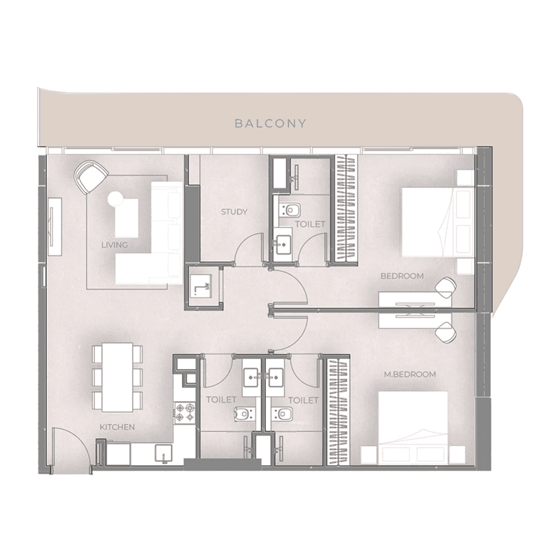 2 Bedrooms floor plan