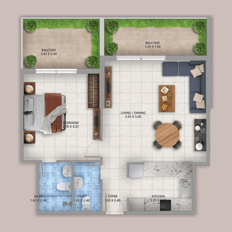 1 Bedroom floor plan