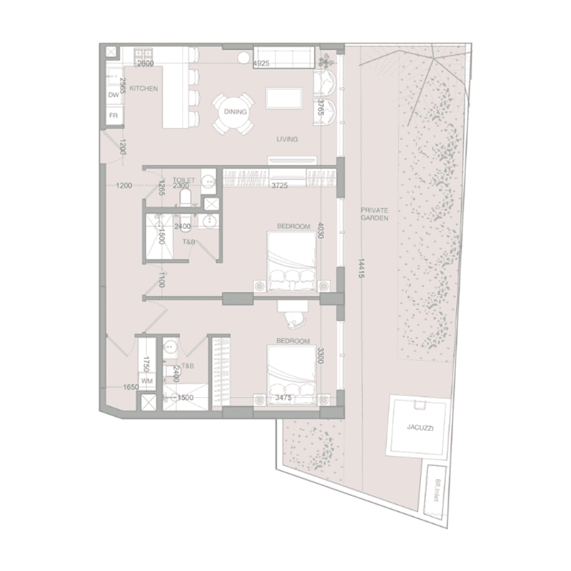 2 Bedrooms floor plan