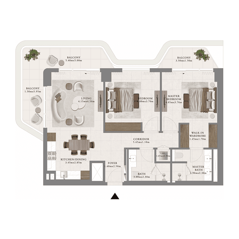 2 Bedrooms floor plan
