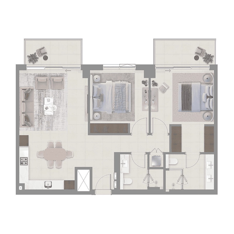 2 Bedrooms floor plan