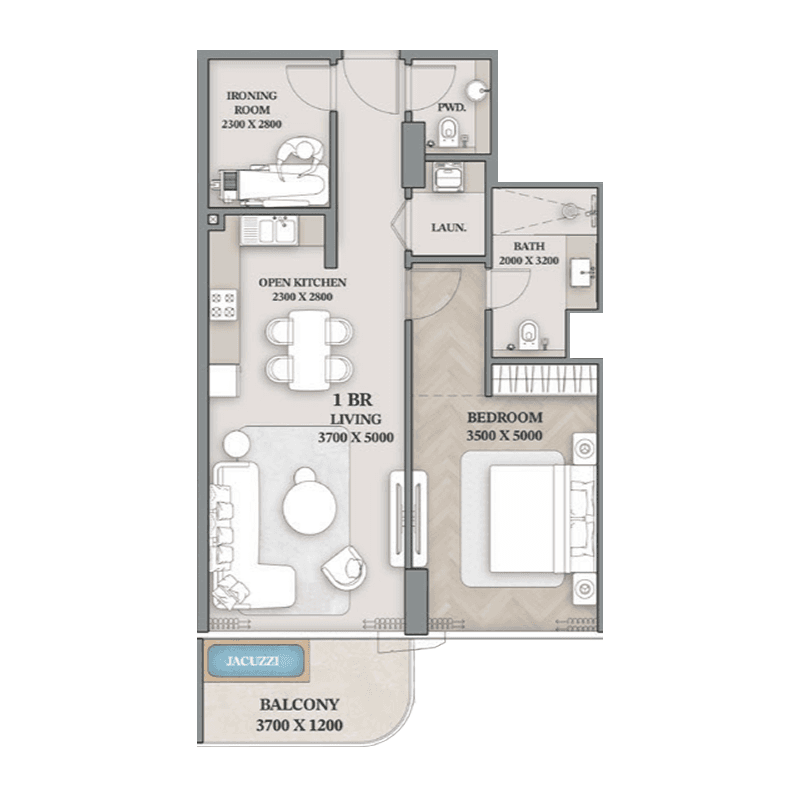 1 Bedroom floor plan