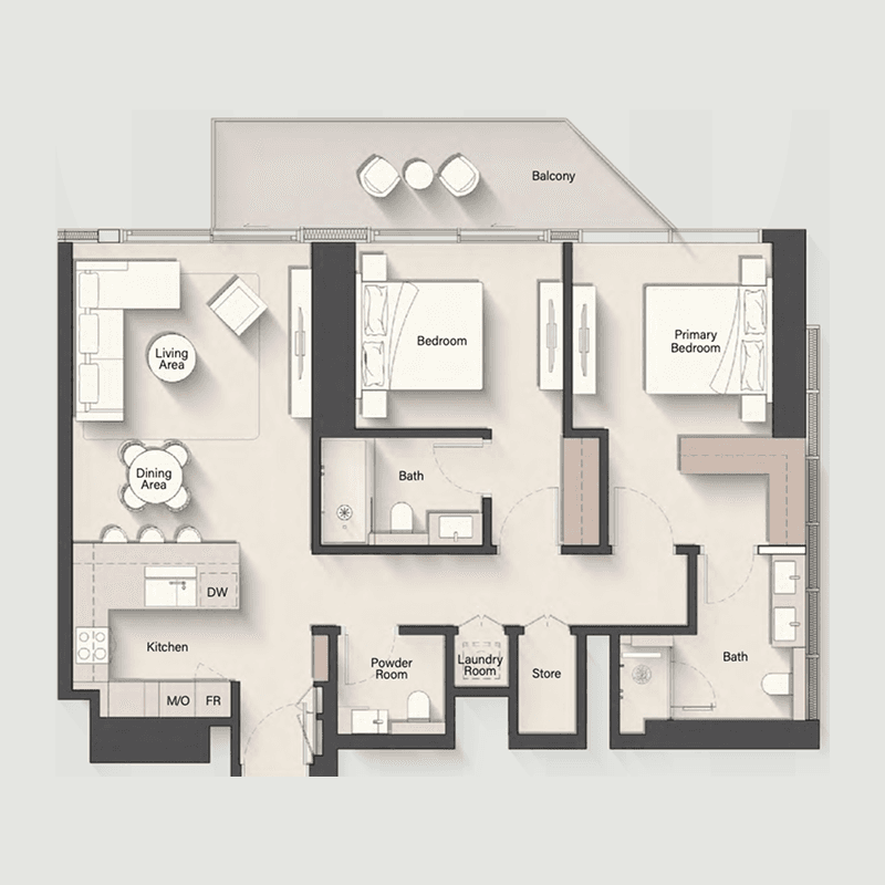 2 Bedrooms floor plan
