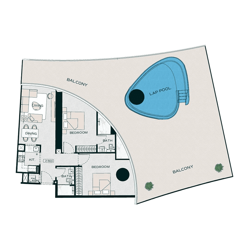 2 Bedrooms floor plan
