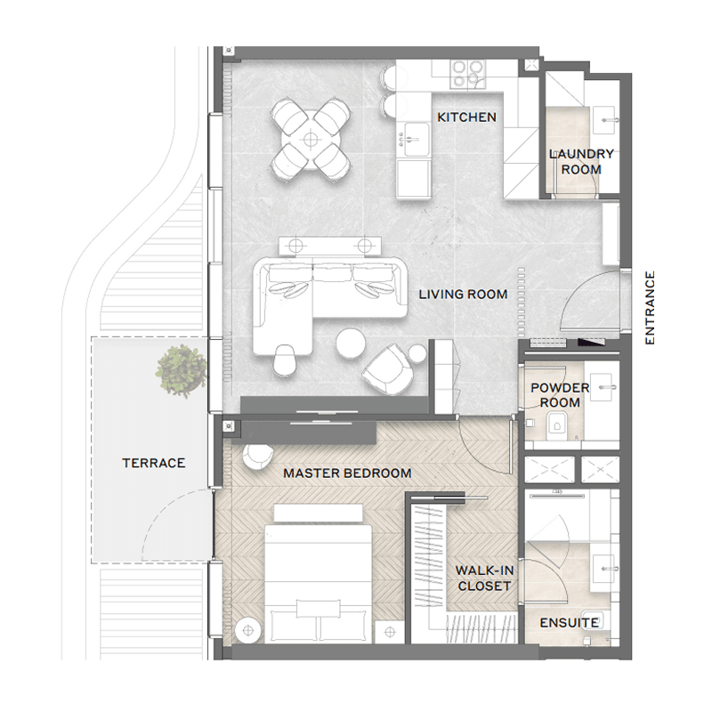 1 Bedroom floor plan