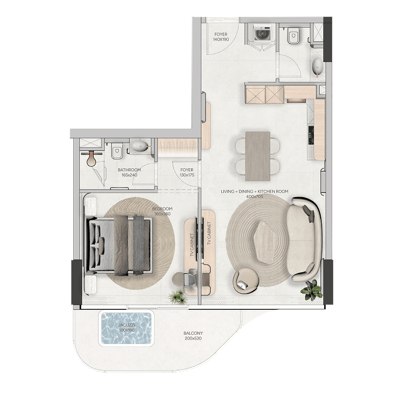1 Bedroom floor plan